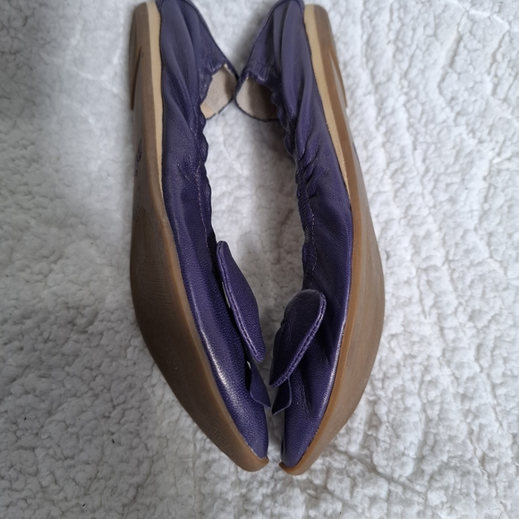 Indigo Purple Flats Shoes with Bow Accent Size 6 - Picture 6 of 11